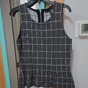 White House Black Market Gray and White Peplum Tank Top